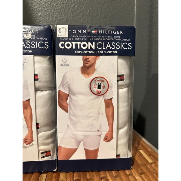 NEW Tommy Hilfiger Men's 3 Pack Crew Neck T-Shirts White Cotton Classics - Large - Picture 6 of 7